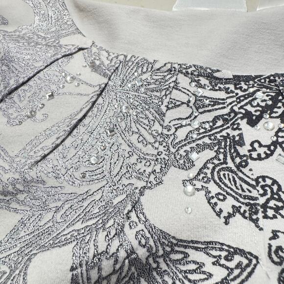 Alfred Dunner Grey/Black with Rhinestones Shirt Sz XL - Picture 5 of 6